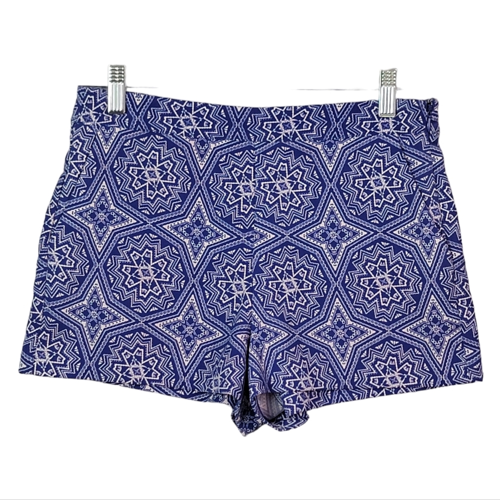 Forever 21 Blue Geometric Spring Summer Side Zip Fashion Booty Shorts S